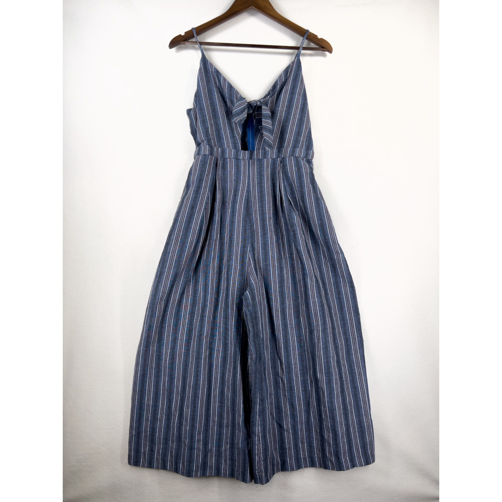Gianni Bini Striped Jumpsuit Bow Tie Preppy Beach Nautical Flare Y2K Size Medium
